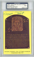 Graded Baseball Hall of Fame Plaque Willie Mays Signed Autographed Baseball Postcard PSA 7 Near Mint