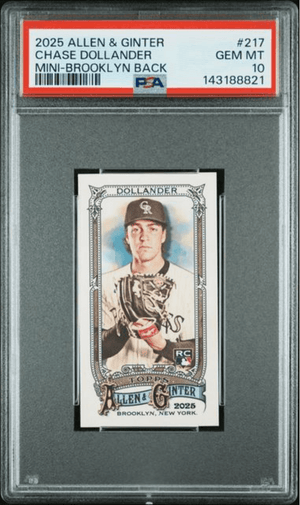 Graded 2025 Topps Allen & Ginter Chase Dollander #217 Mini Brooklyn Back /25 Rookie RC Baseball Card PSA 10 Gem Mint