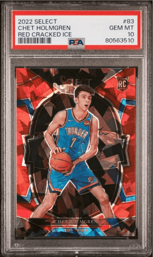 Graded 2022 Panini Select Chet Holmgren #83 Red Cracked Ice Rookie RC Basketball Card PSA 10 Gem Mint