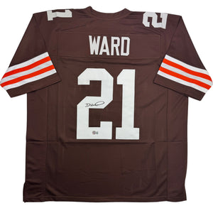 Autographed/Signed Denzel Ward Cleveland Brown Football Jersey Beckett BAS COA