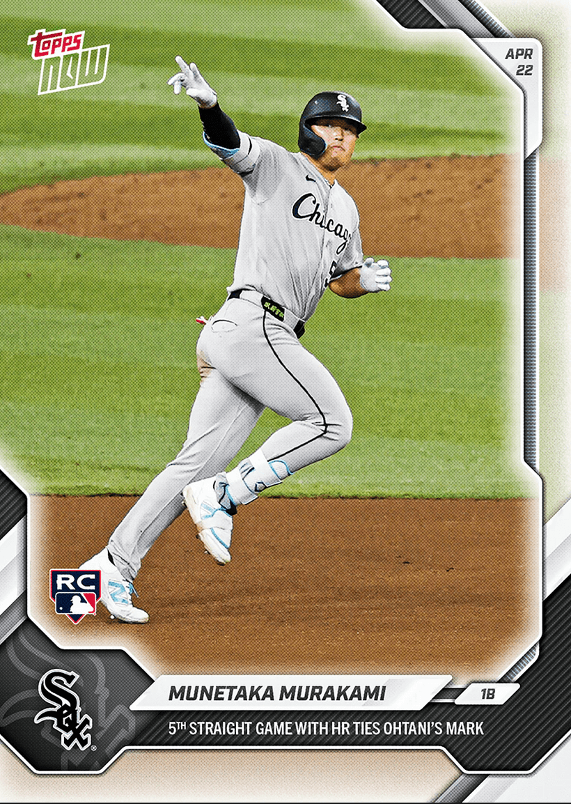 2026 Topps Now Munetaka Murakami #110 5th Straight Game With Home Run Ties Ohtani's Mark Chicago White Sox Rookie RC Baseball Card