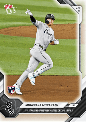 2026 Topps Now Munetaka Murakami #110 5th Straight Game With Home Run Ties Ohtani's Mark Chicago White Sox Rookie RC Baseball Card