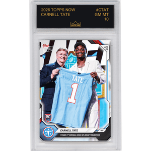 Graded 2026 Topps Now Carnell Tate #CTAT Titans 4th Overall 2026 NFL Draft Selection Tennessee Titans Rookie RC Football Card HOFSM 10 Gem Mint
