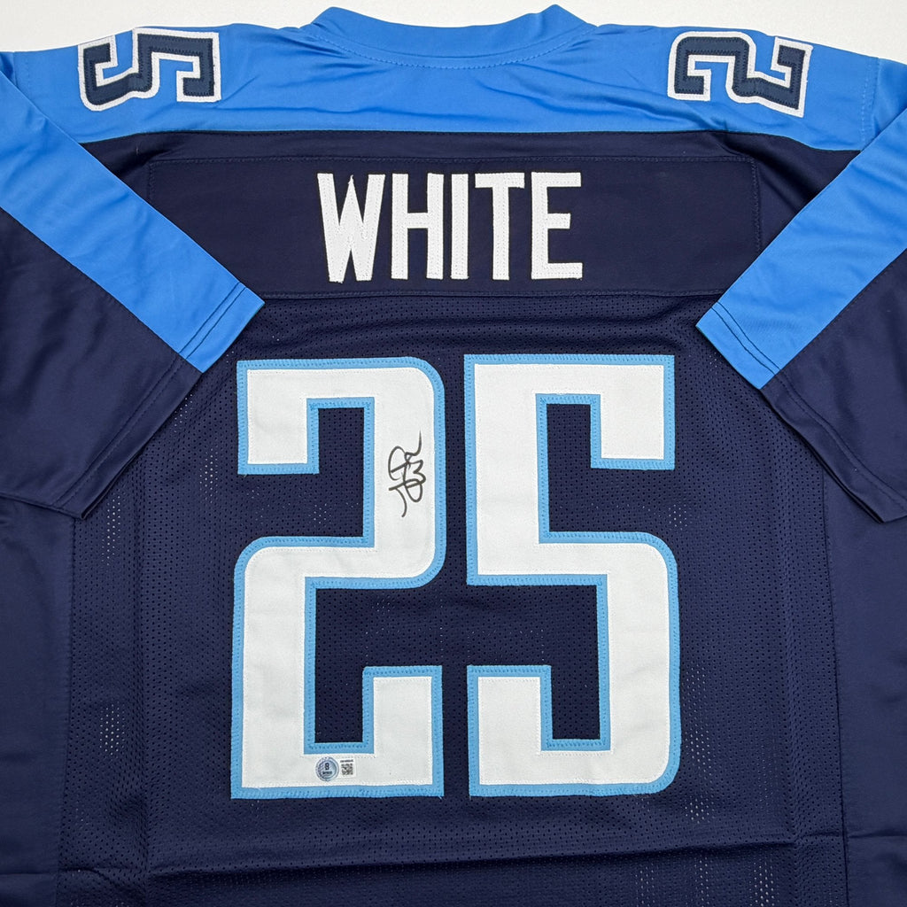 Autographed/Signed LenDale White Tennessee Navy Blue Football Jersey Beckett BAS COA