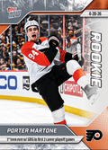 2025 Topps Now Porter Martone #153 1st Teen Ever with GWG in First 2 Career Playoff Games Philadelphia Flyers Rookie RC Hockey Card