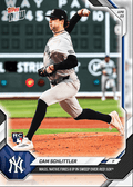 2026 Topps Now Cam Schlittler #114 Mass. Native Fires 8IP in Sweep Over Red Sox New York Yankees Rookie RC Baseball Card