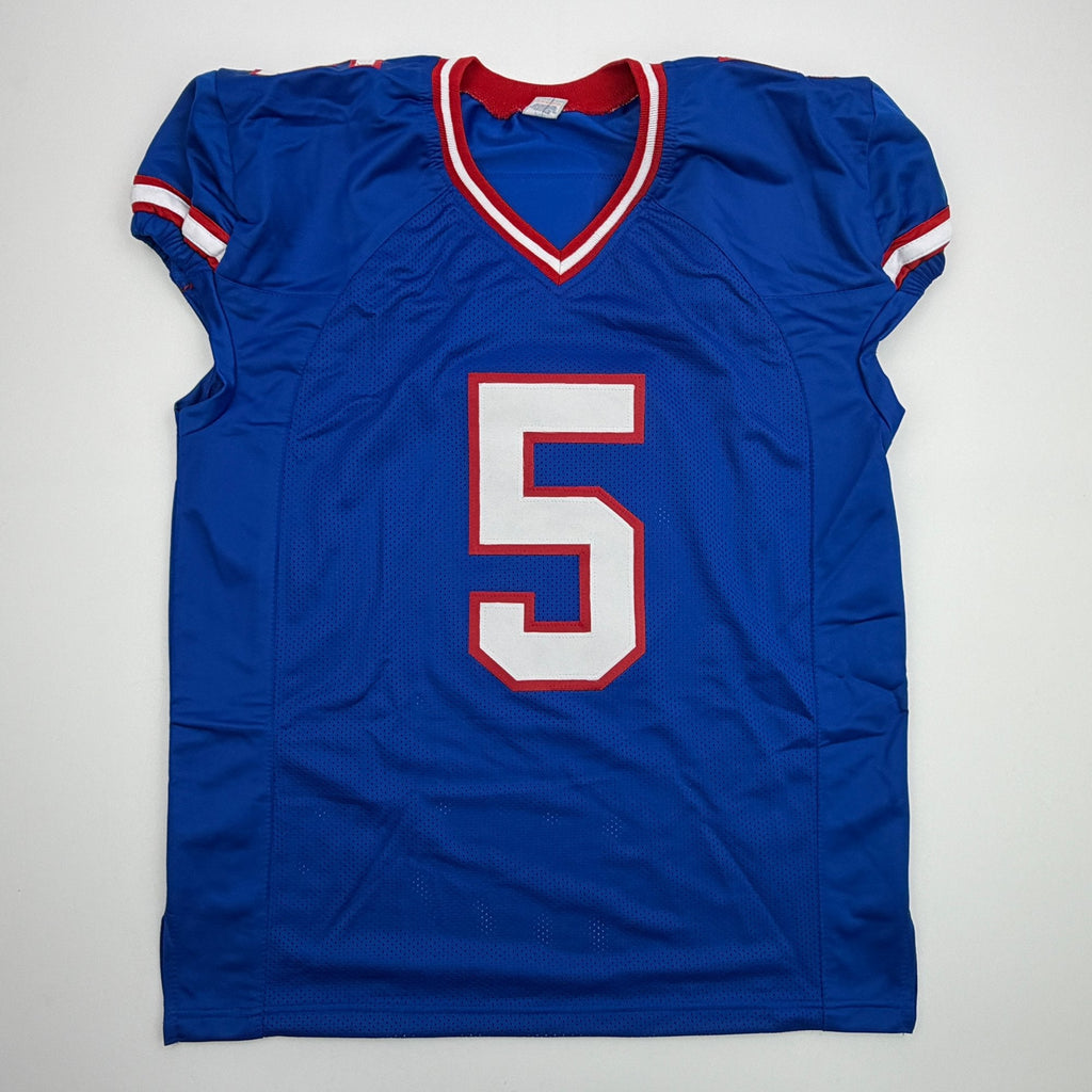 Autographed/Signed Kayvon Thibodeaux New York Blue Retro Pro Cut Football Jersey Beckett BAS COA