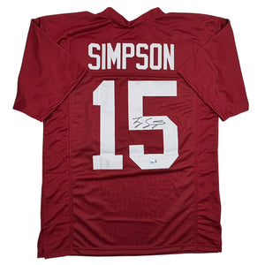 Autographed/Signed Tyler Ty Simpson Alabama Red College Football Jersey Beckett BAS COA