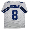 Autographed/Signed Troy Aikman Dallas White Football Jersey Beckett BAS COA