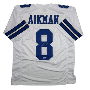Autographed/Signed Troy Aikman Dallas White Football Jersey Beckett BAS COA