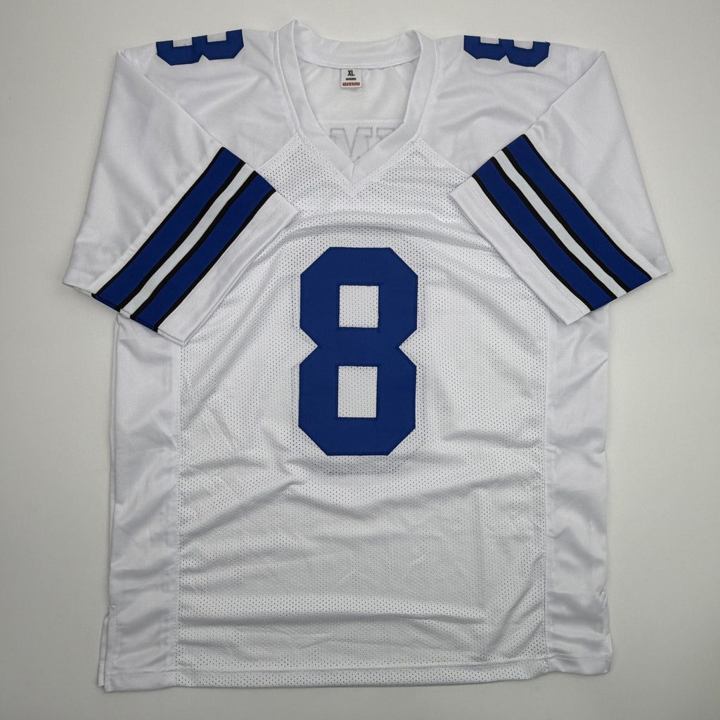 Autographed/Signed Troy Aikman Dallas White Football Jersey Beckett BAS COA