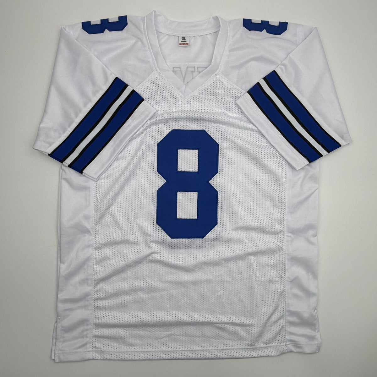 Autographed/Signed Troy Aikman Dallas White Football Jersey Beckett BAS COA