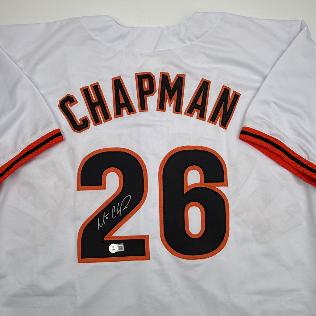 Autographed/Signed Matt Chapman San Francisco White Baseball Jersey Beckett BAS COA