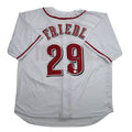 Autographed/Signed TJ Friedl Cincinnati White Baseball Jersey Beckett BAS COA