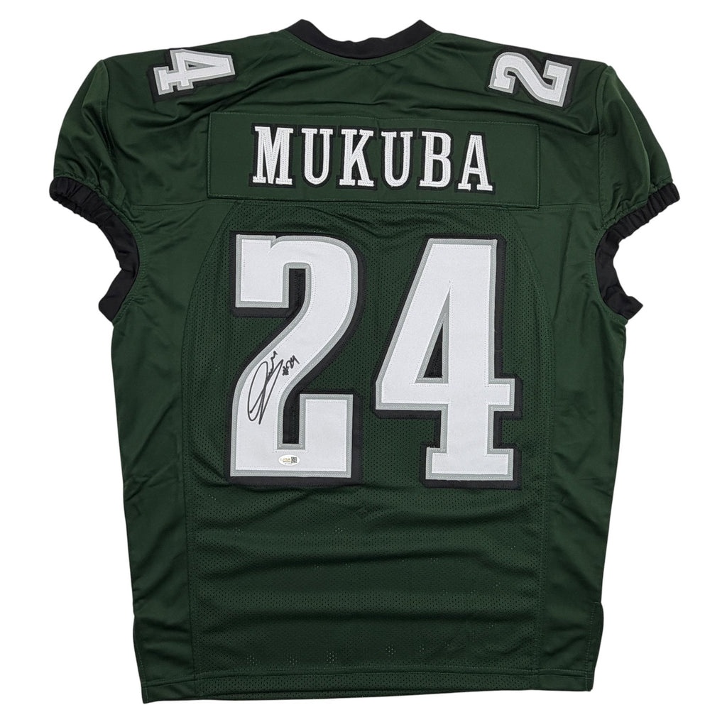 Autographed/Signed Andrew Mukuba Philadelphia Midnight Green Pro Cut Football Jersey JSA COA