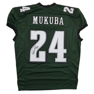 Autographed/Signed Andrew Mukuba Philadelphia Midnight Green Pro Cut Football Jersey JSA COA