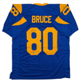 Autographed/Signed Isaac Bruce Los Angeles LA Retro Blue Football Jersey Beckett BAS COA