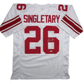Autographed/Signed Devin Singletary New York White Football Jersey Beckett BAS COA