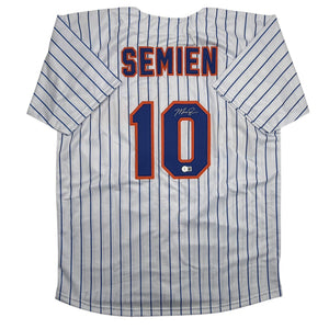 Autographed/Signed Marcus Semien New York Pinstripe Baseball Jersey Beckett BAS COA
