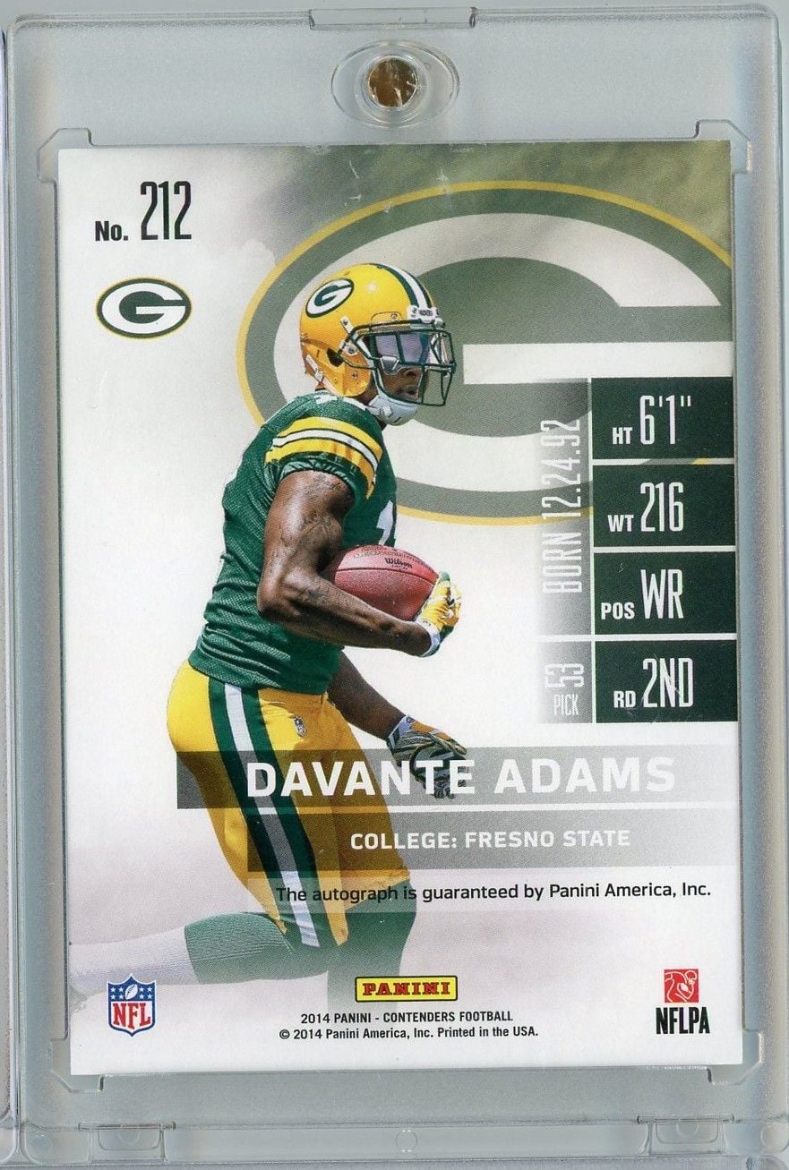 2014 Panini Contenders Davante Adams #212 /99 Playoff Ticket Auto Rookie RC Football Card
