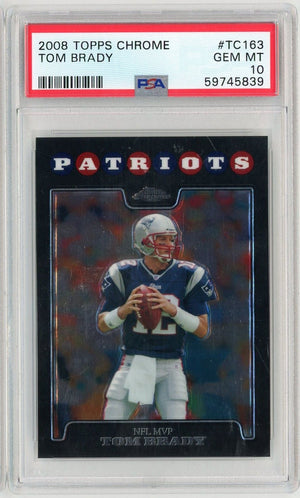 Graded 2008 Topps Chrome Tom Brady #TC163 Football Card PSA 10 Gem Mint