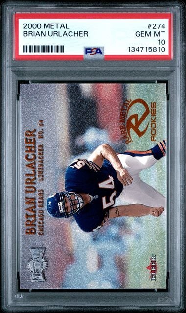 Graded 2000 Fleer Metal Brian Urlacher #274 Rookie RC Football Card PSA 10 Gem Mint