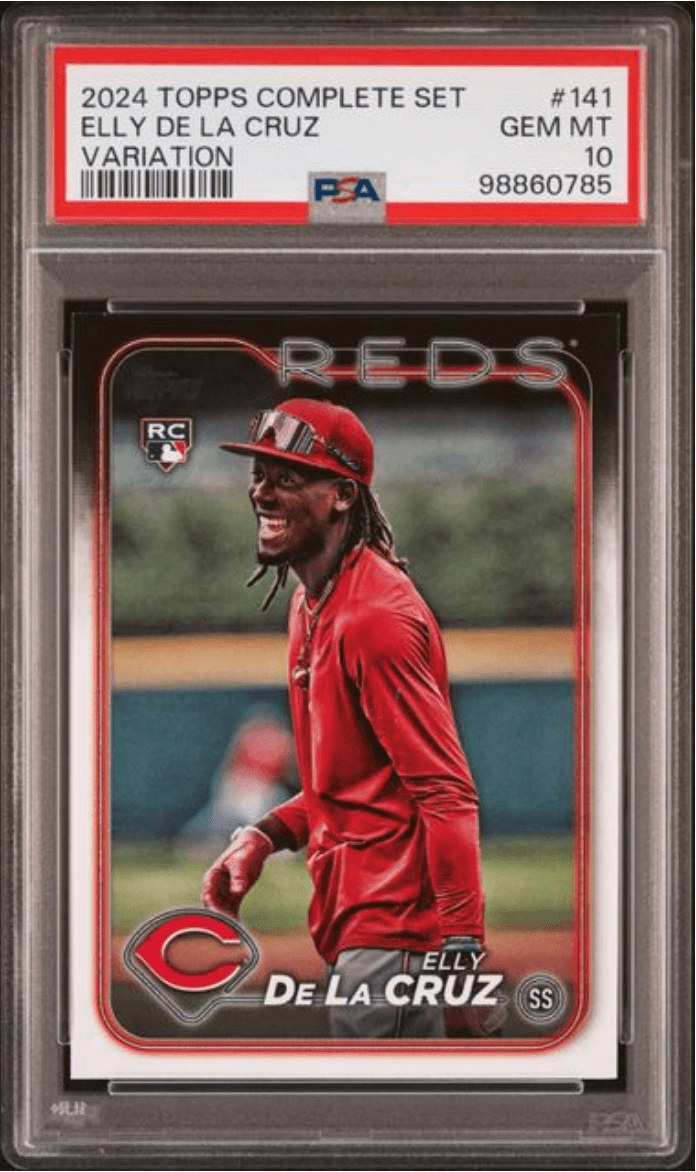Graded 2024 Topps Complete Set Elly De La Cruz #141 Variation Rookie RC Baseball Card PSA 10 Gem Mint