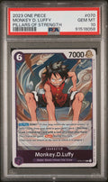 Graded 2023 One Piece Monkey D Luffy #070 OP03 Pillars of Strength Trading Card Game PSA 10 Gem Mint