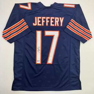 Autographed/Signed Alshon Jeffery Chicago Blue Football Jersey Beckett BAS COA