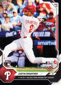 2026 Topps Now Justin Crawford #9 Black Foil /10 1st Hit in 1st At Bat Logs Team Opening Day History Philadelphia Phillies Rookie RC Baseball Card