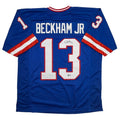 Autographed/Signed Odell Beckham Jr OBJ New York Retro Blue Football Jersey Beckett BAS COA