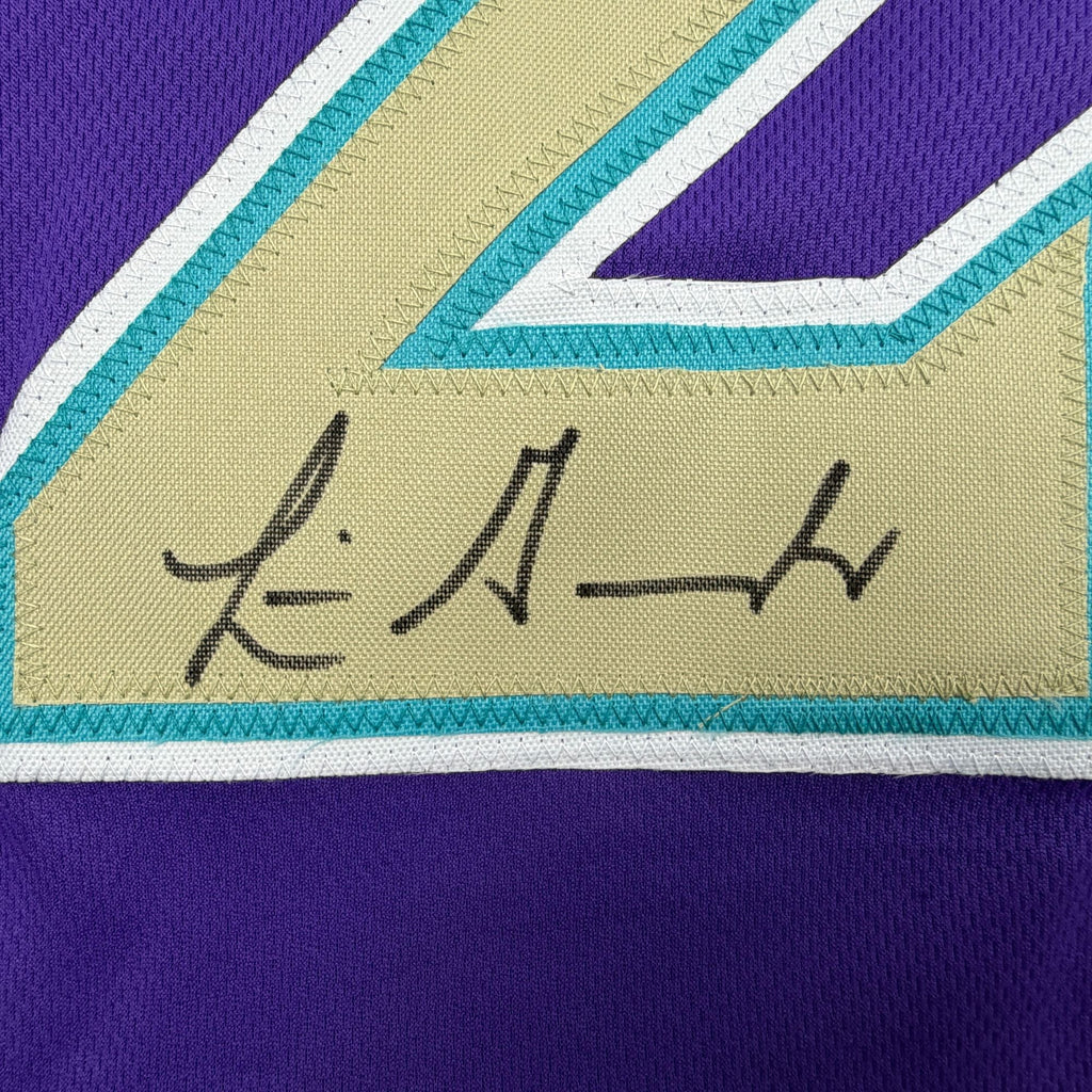 Autographed/Signed Luis Gonzalez Arizona Purple Baseball Jersey Beckett BAS COA