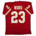 Autographed/Signed Barry Word Kansas City Red Football Jersey PSA/DNA COA