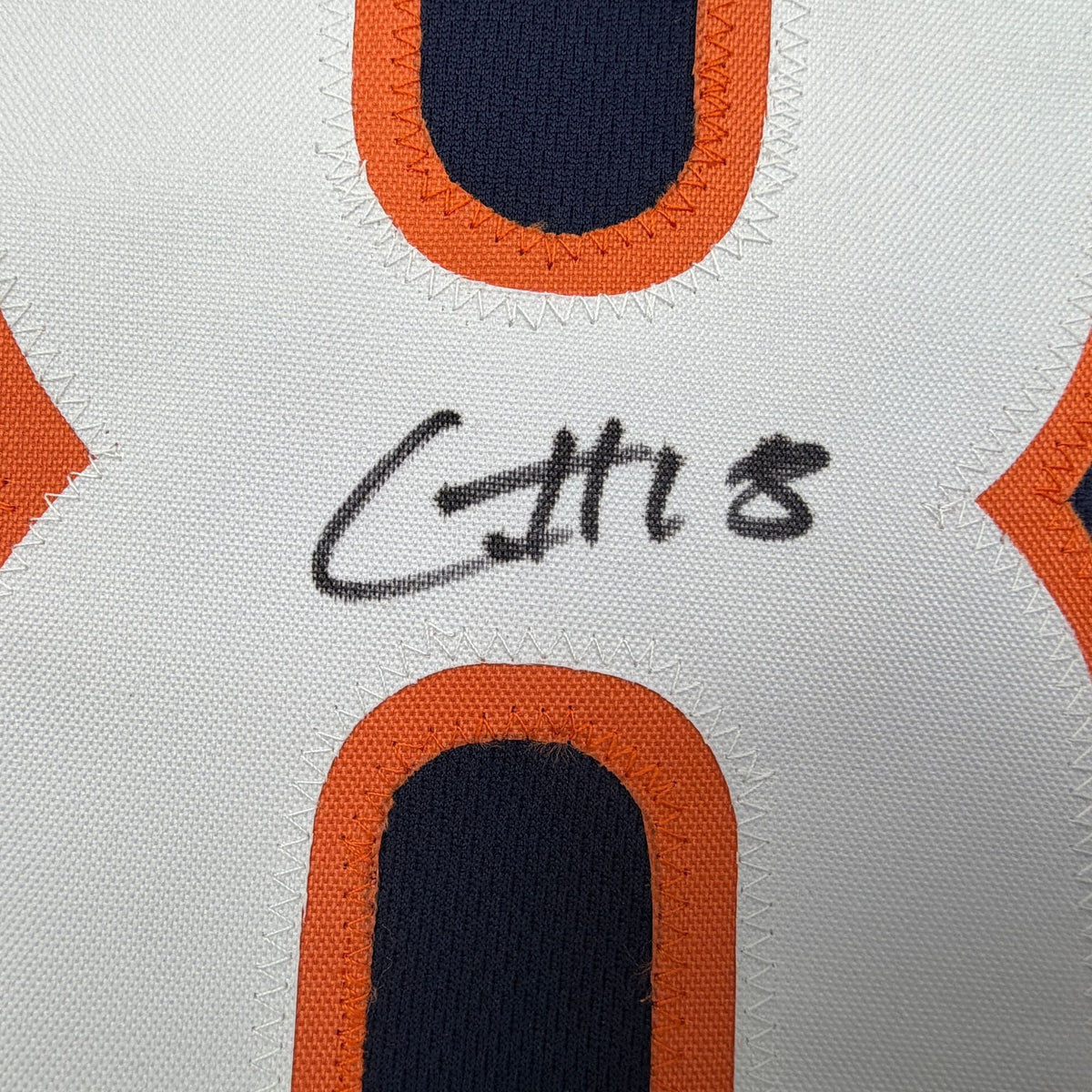 Autographed/Signed Caleb Williams Chicago Blue Pro Cut Football Jersey PSA/DNA COA