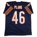 Autographed/Signed Doug Plank Chicago Blue Football Jersey JSA COA