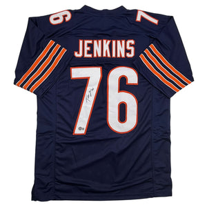 Autographed/Signed Teven Jenkins Chicago Blue Football Jersey Beckett BAS COA