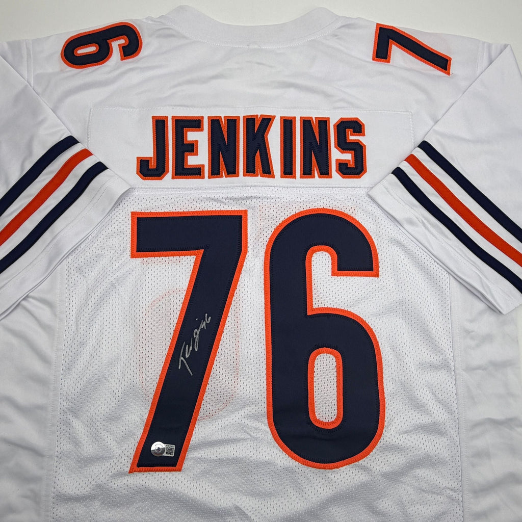 Autographed/Signed Teven Jenkins Chicago White Football Jersey Beckett BAS COA