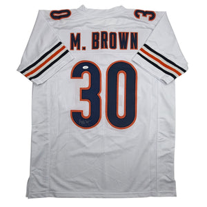 Autographed/Signed Mike Brown Chicago White Football Jersey JSA COA