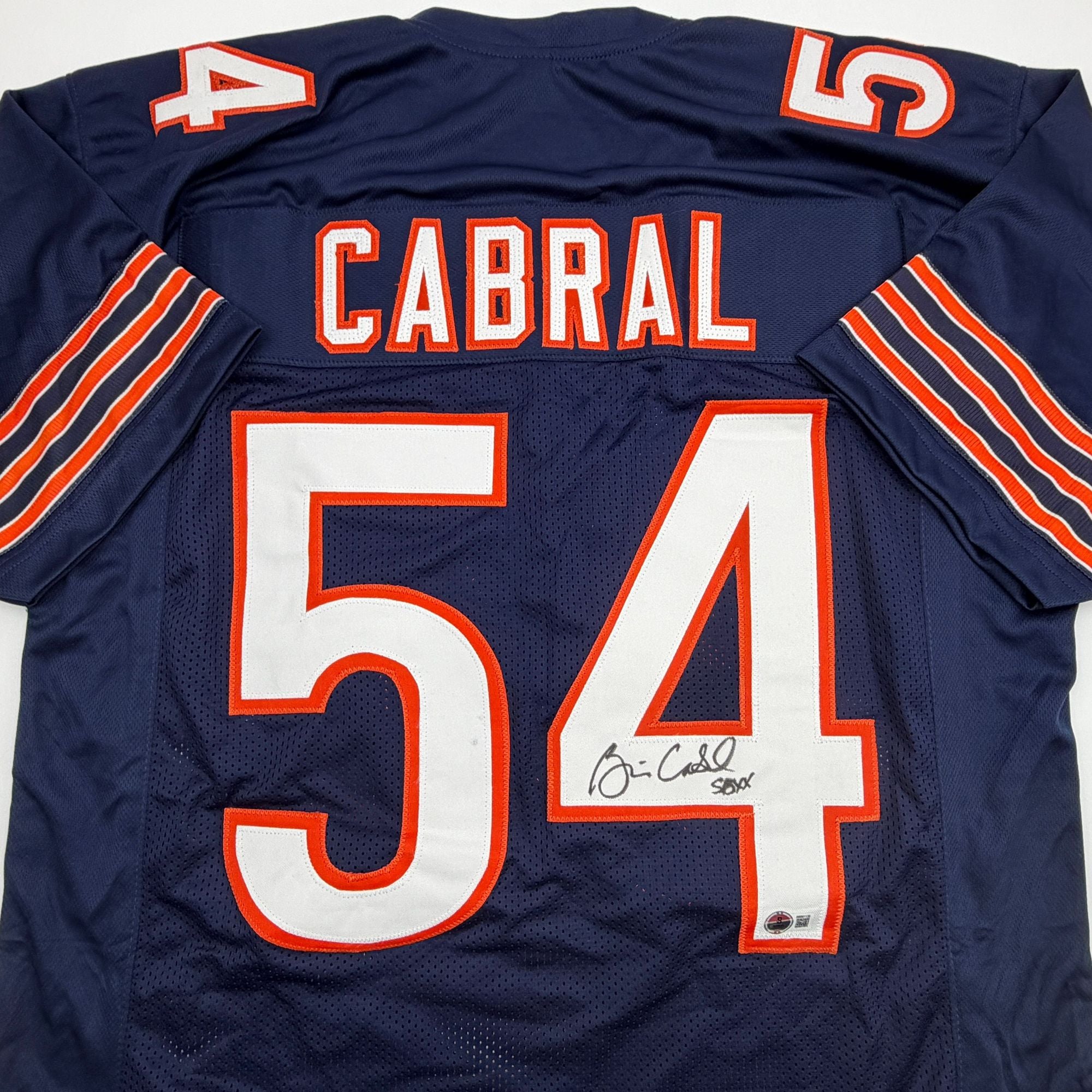 Autographed/Signed Brian Cabral Chicago Blue Football Jersey Beckett BAS COA