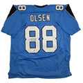 Autographed/Signed Greg Olsen Carolina Blue Football Jersey Beckett BAS COA