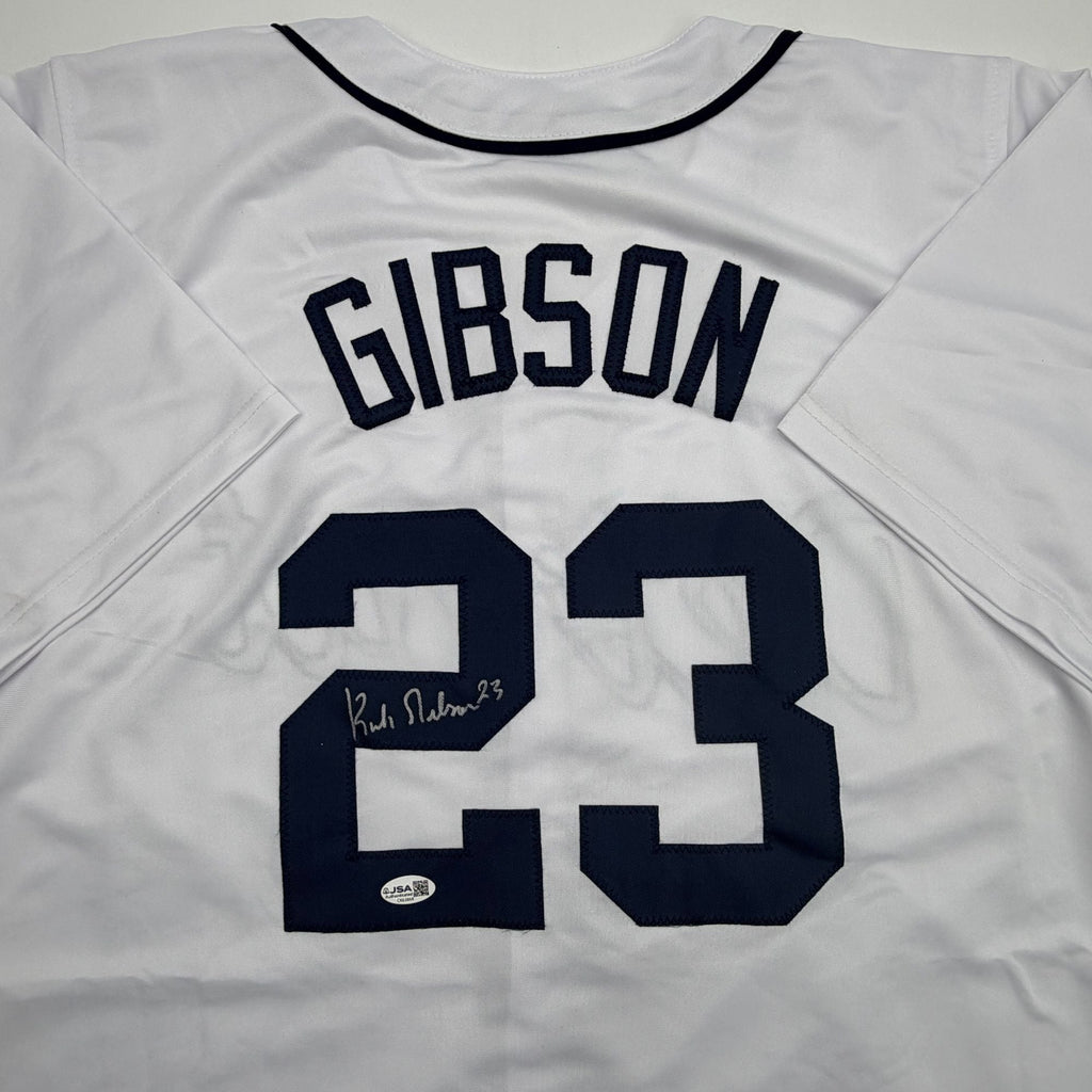 Autographed/Signed Kirk Gibson Detroit White Baseball Jersey JSA COA