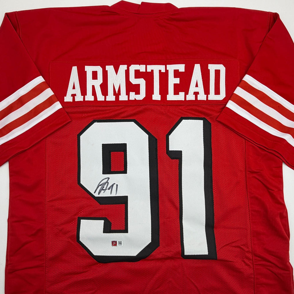 Autographed/Signed Arik Armstead San Francisco Red Alternate Football Jersey Pristine PA COA