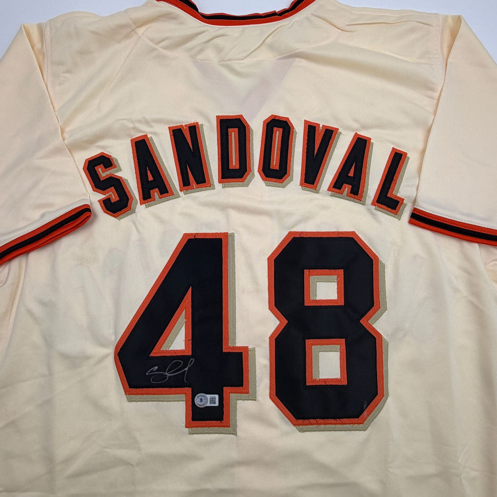 Autographed/Signed Pablo Sandoval San Francisco Cream Baseball Jersey Beckett BAS COA