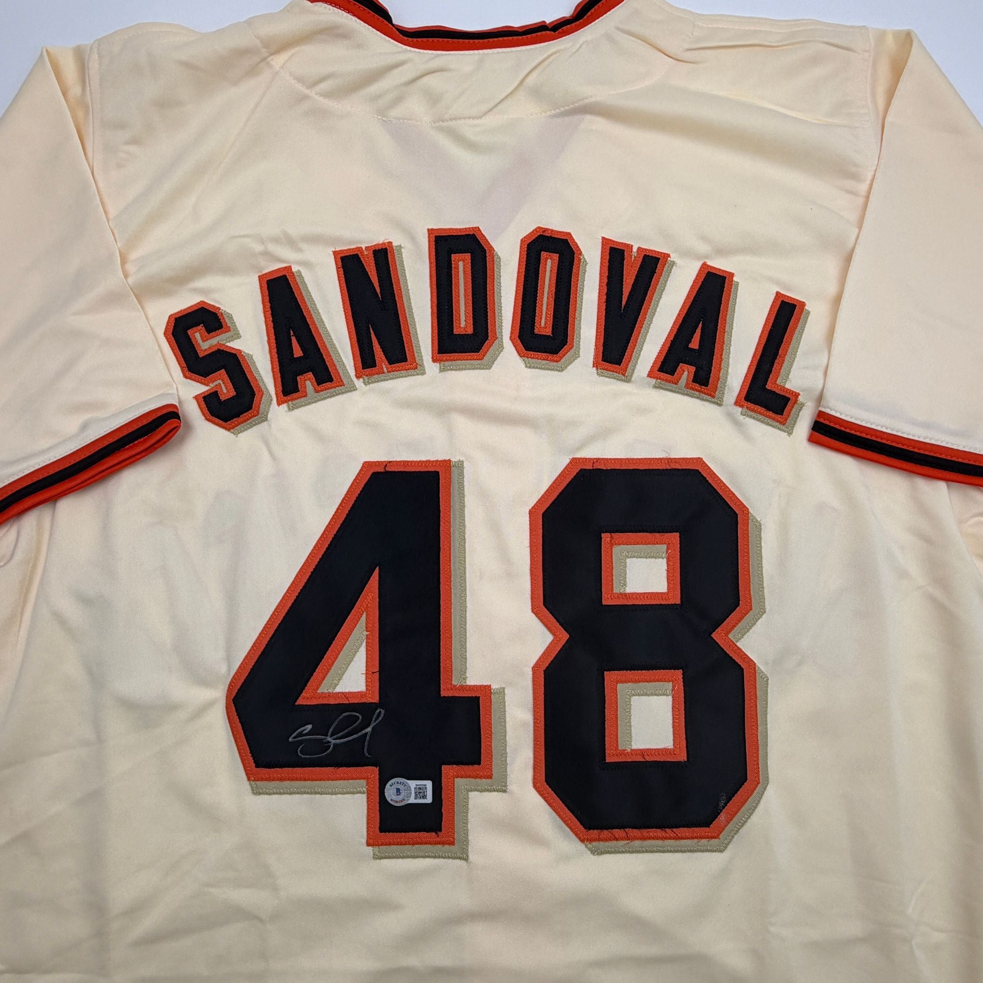 Autographed/Signed Pablo Sandoval San Francisco Cream Baseball Jersey Beckett BAS COA