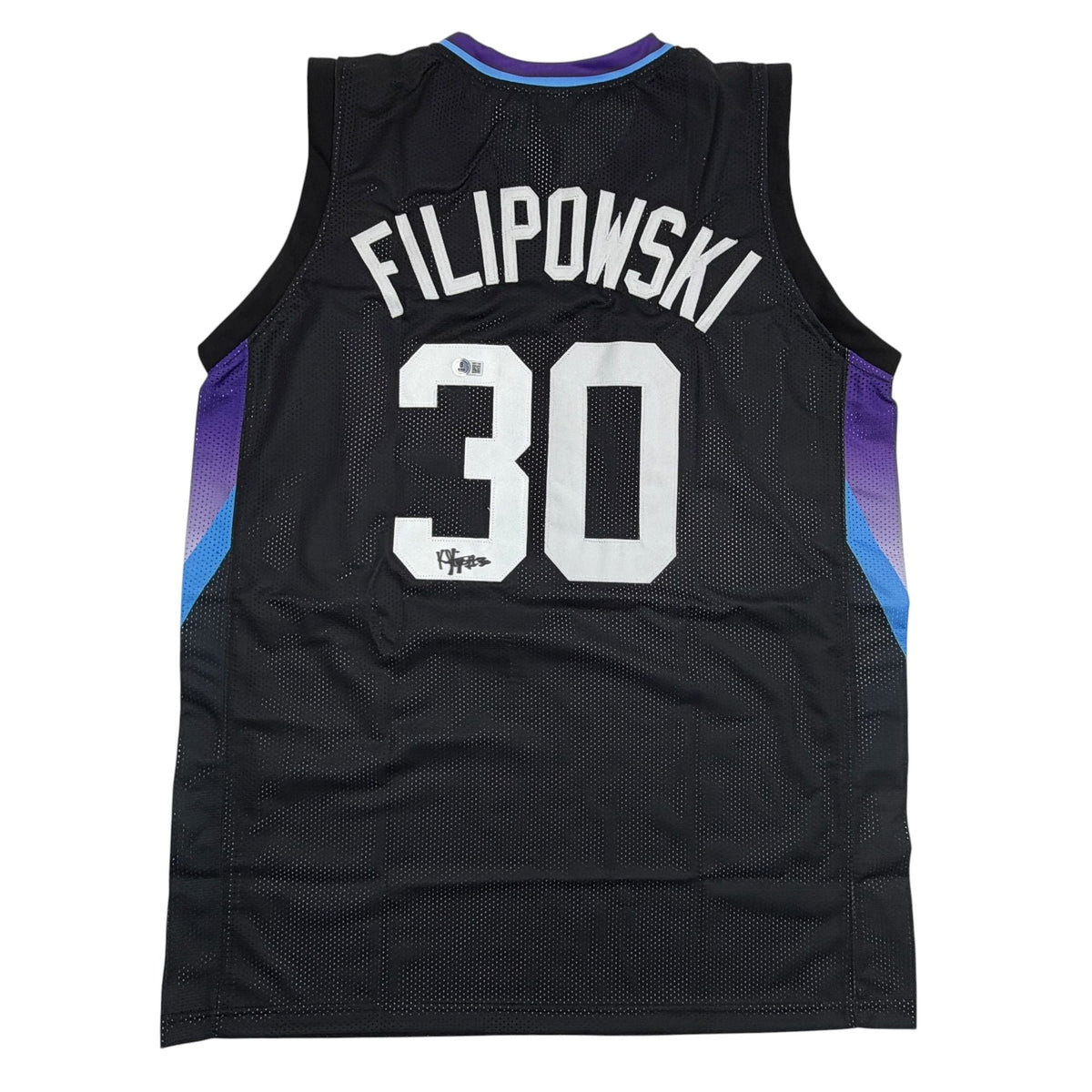 Autographed/Signed Kyle Filipowski Utah Black Basketball Jersey Beckett BAS COA