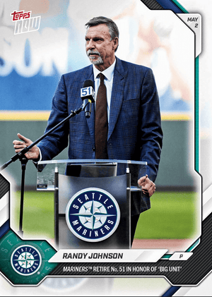 2026 Topps Now Randy Johnson #155 Mariners Retire Number 51 in Honor of "Big Unit" Seattle Mariners Baseball Card