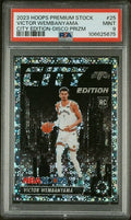 Graded 2023 Hoops Premium Stock Victor Wembanyama #25 City Edition Disco Prizm Rookie RC Basketball Card PSA 9 Mint