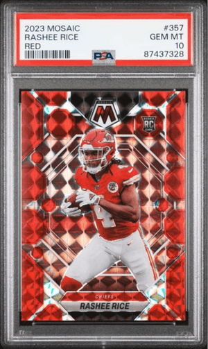 Graded 2023 Panini Mosaic Rashee Rice #357 Red Rookie RC Football Card PSA 10 Gem Mint