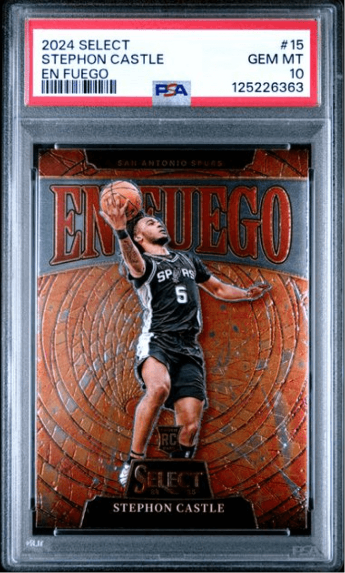 Graded 2024 Panini Select Stephon Castle #15 En Fuego Rookie RC Basketball Card PSA 10 Gem Mint