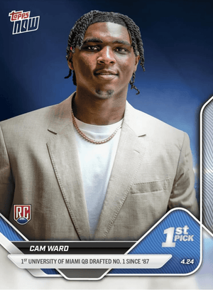 2025 Topps Now NFL Cam Ward #D1 Draft Tennessee Titans Rookie RC Football Card